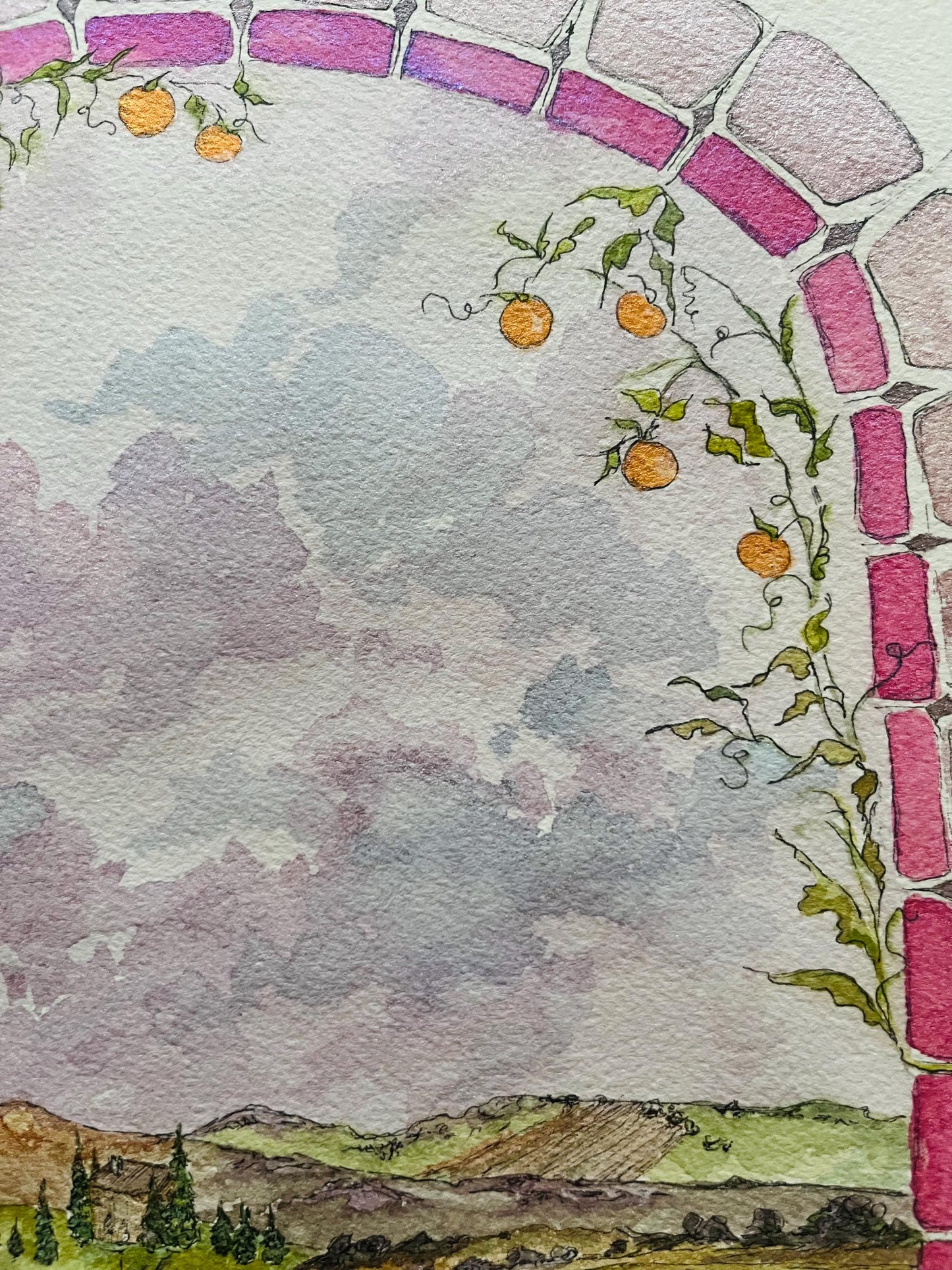 Clementines Watercolor Painting on Arches Paper