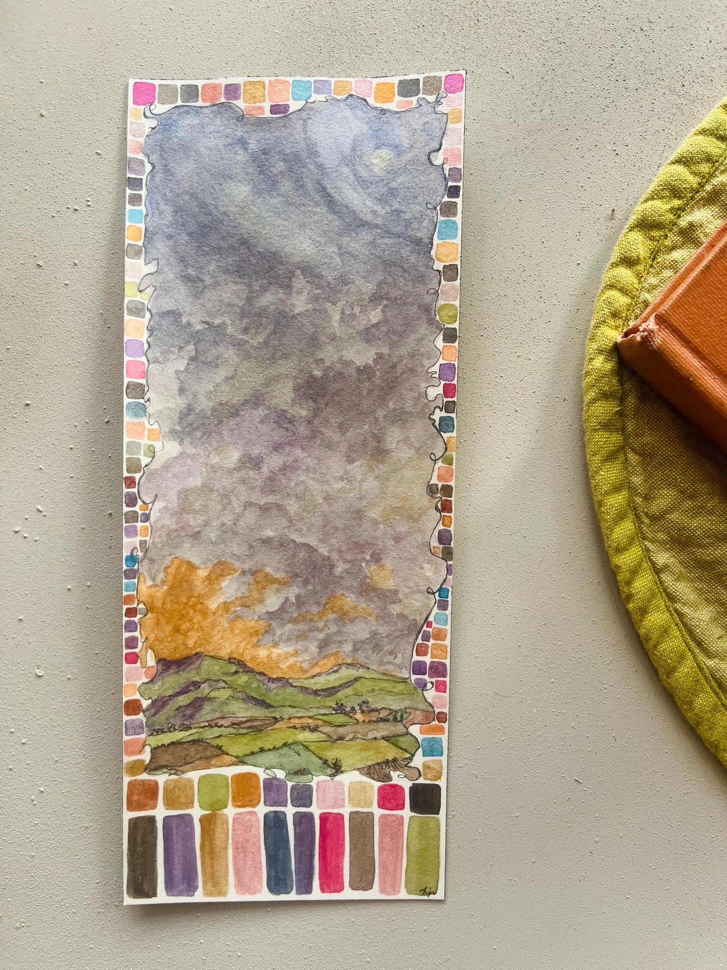 Winter Sky Watercolor Painting on Arches Paper