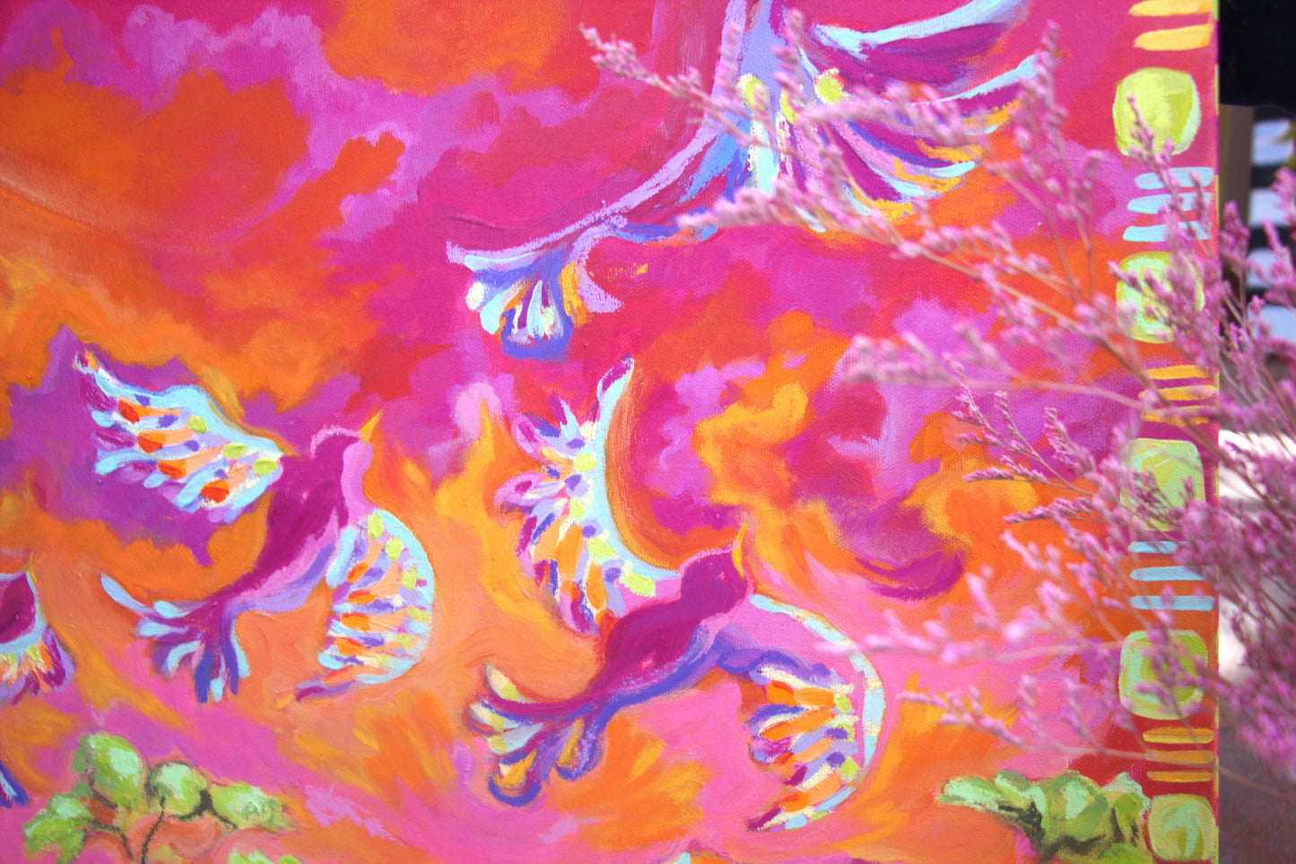 Birds of Paradise - Original Mixed Media on Canvas