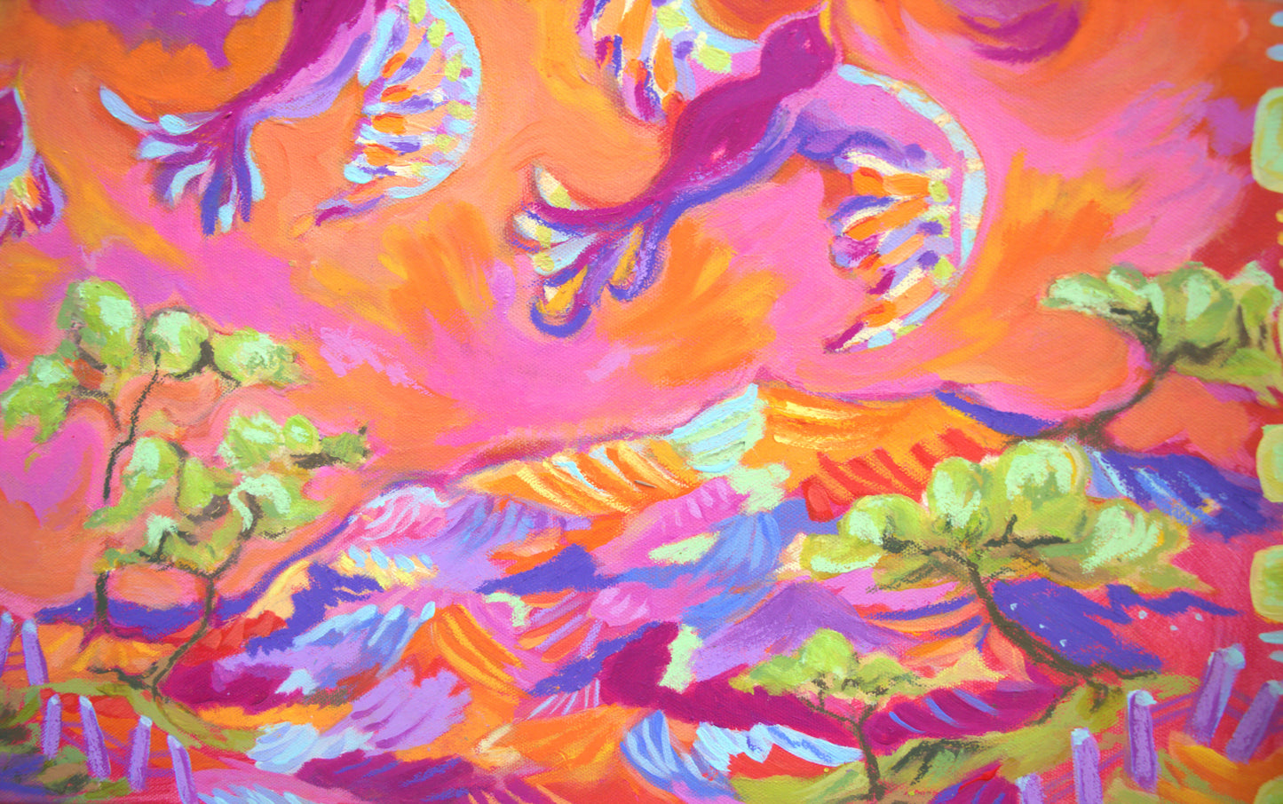 Birds of Paradise - Original Mixed Media on Canvas
