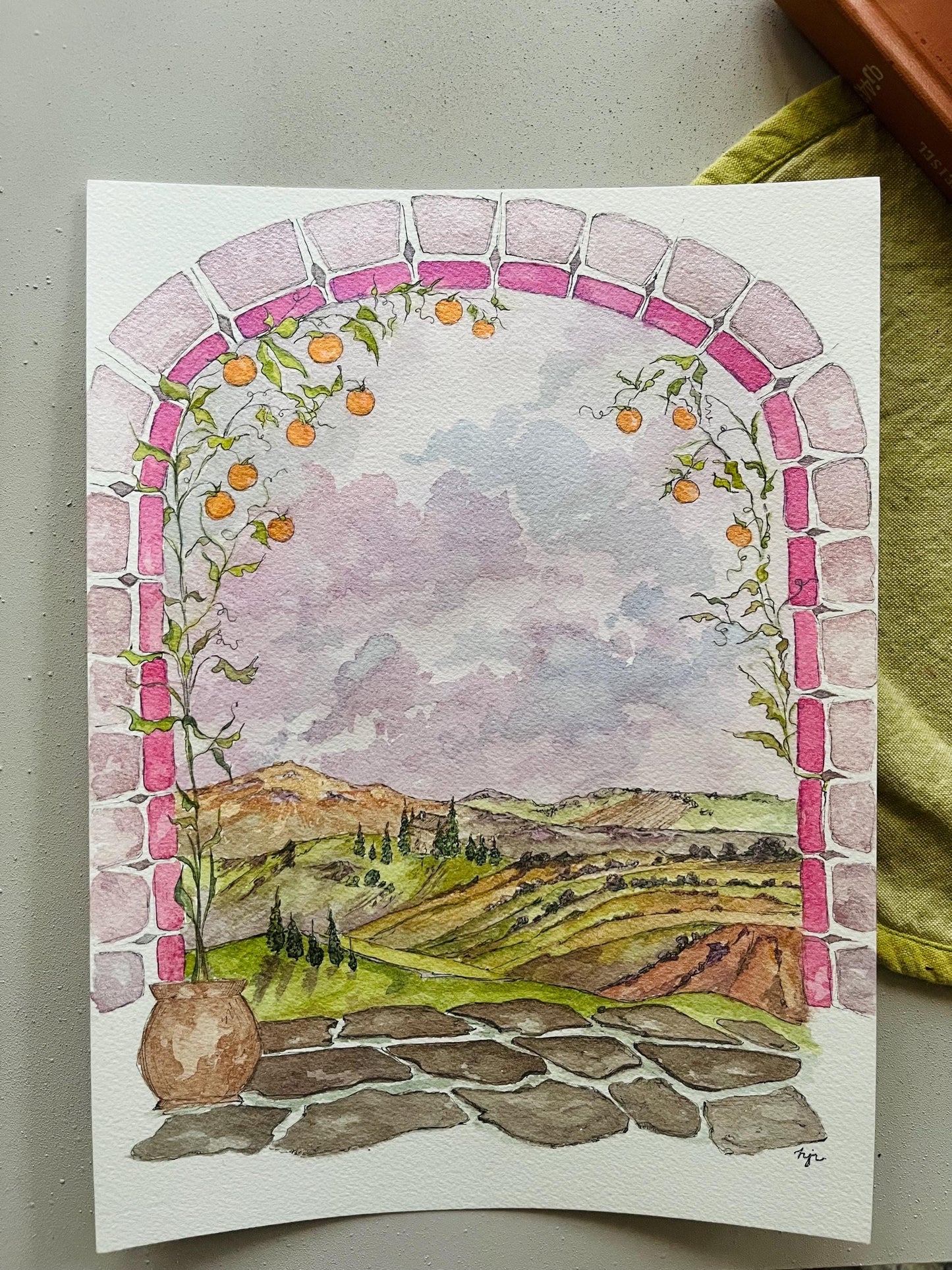 Clementines Watercolor Painting on Arches Paper